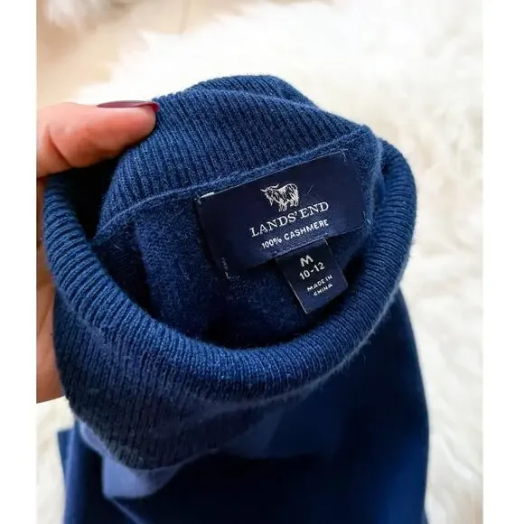 Lands' End Navy Blue 100% Cashmere Turtleneck Sweater Women's Knit - Picture 3 of 6